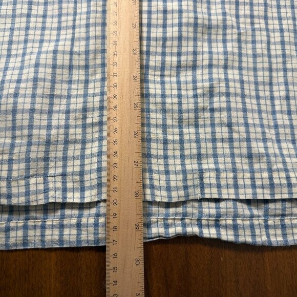 Double RL Ralph Lauren Short Sleeve Blue & White Check  Linen Blend Size Large - Picture 15 of 15